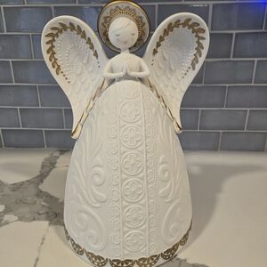 Beautiful HALLMARK HERITAGE Large 11.5" Porcelain Angel with Gold Accents